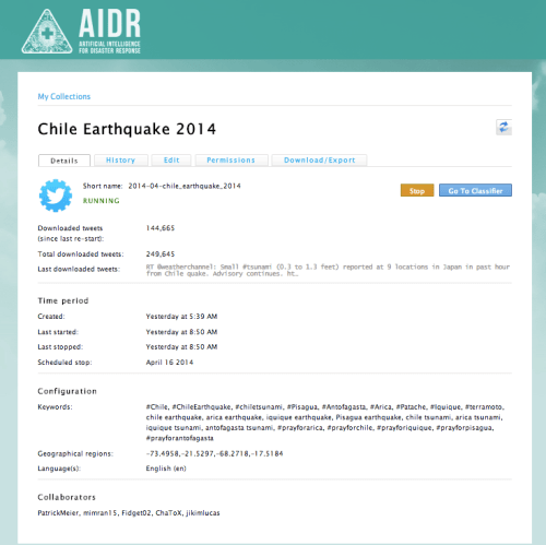 AIDR - Chile Earthquake 2014
